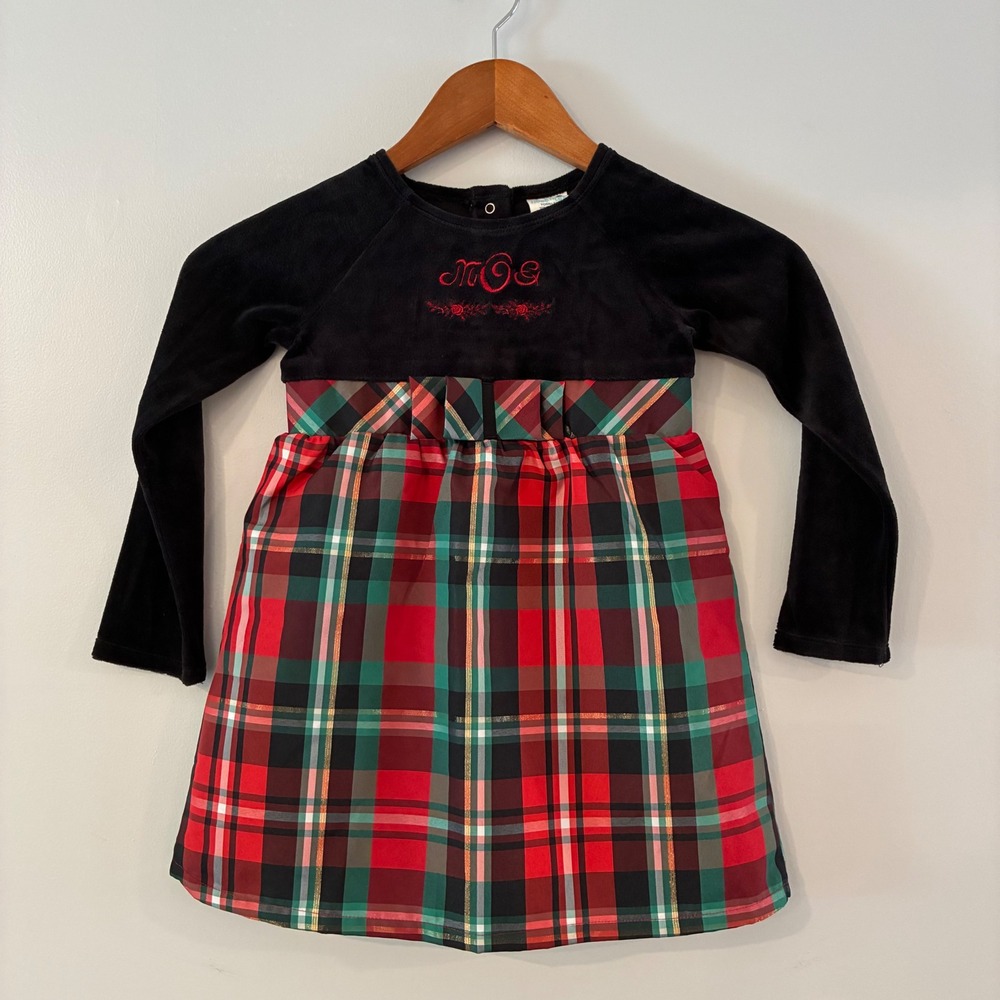 Healthtex Dress 5T Plaid Velour Holiday Xmas Festive Tartan Classic Photoshoot